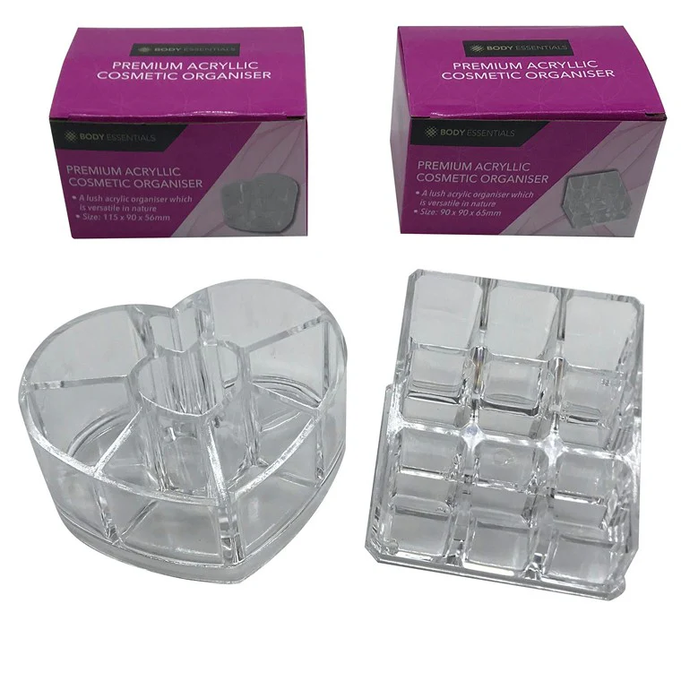 Acrylic Cosmetic Organizer, 2 Asstd Designs - Love Heart Or Rectangle - Image 2