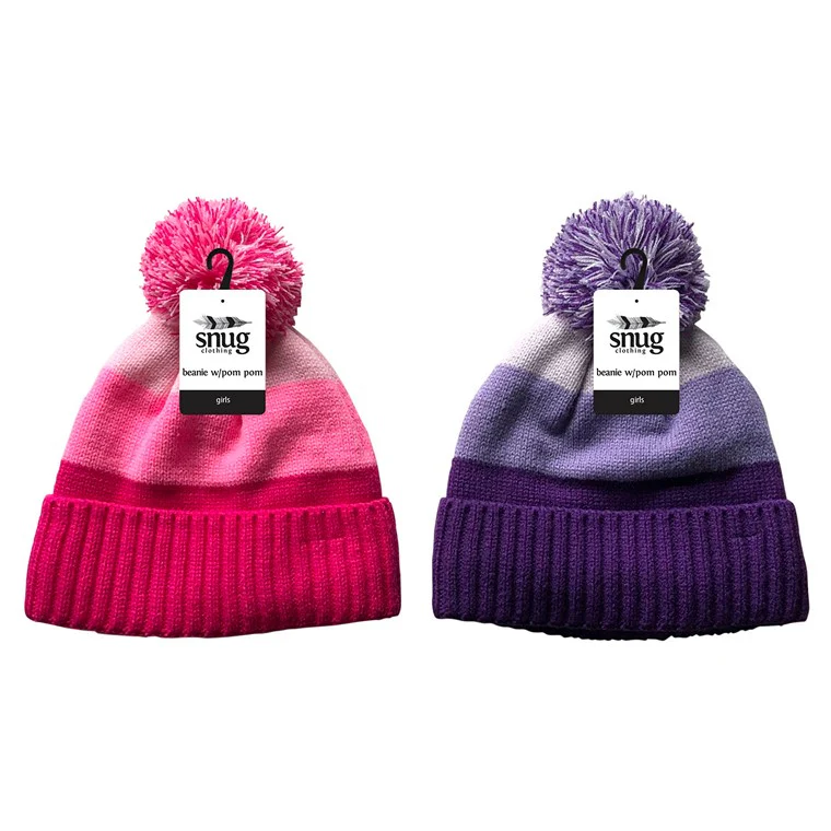 Kids Beanie w/ Pom Pom, 2 Asstd Colours - Image 3