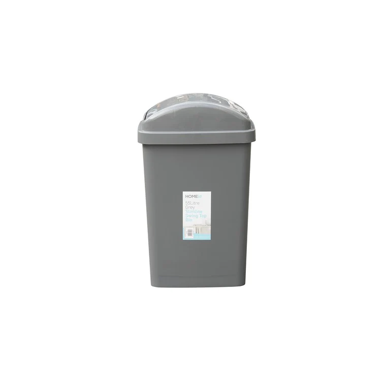 Slimline Swing Bin, Grey, 55L - Image 2