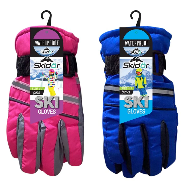 Kids Ski Gloves, Water Resistant, 2 Asstd Colours - Image 3