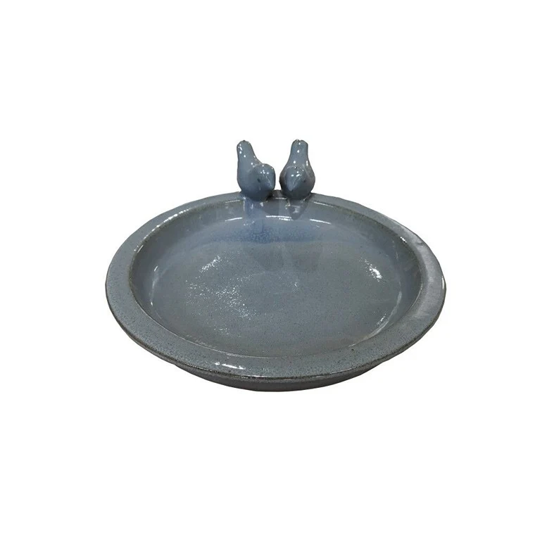 Glazed Ceramic Table Top Bird Bath, 2 Asstd Colours - Image 2